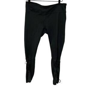 Fabletics lace up leggings dark green one size